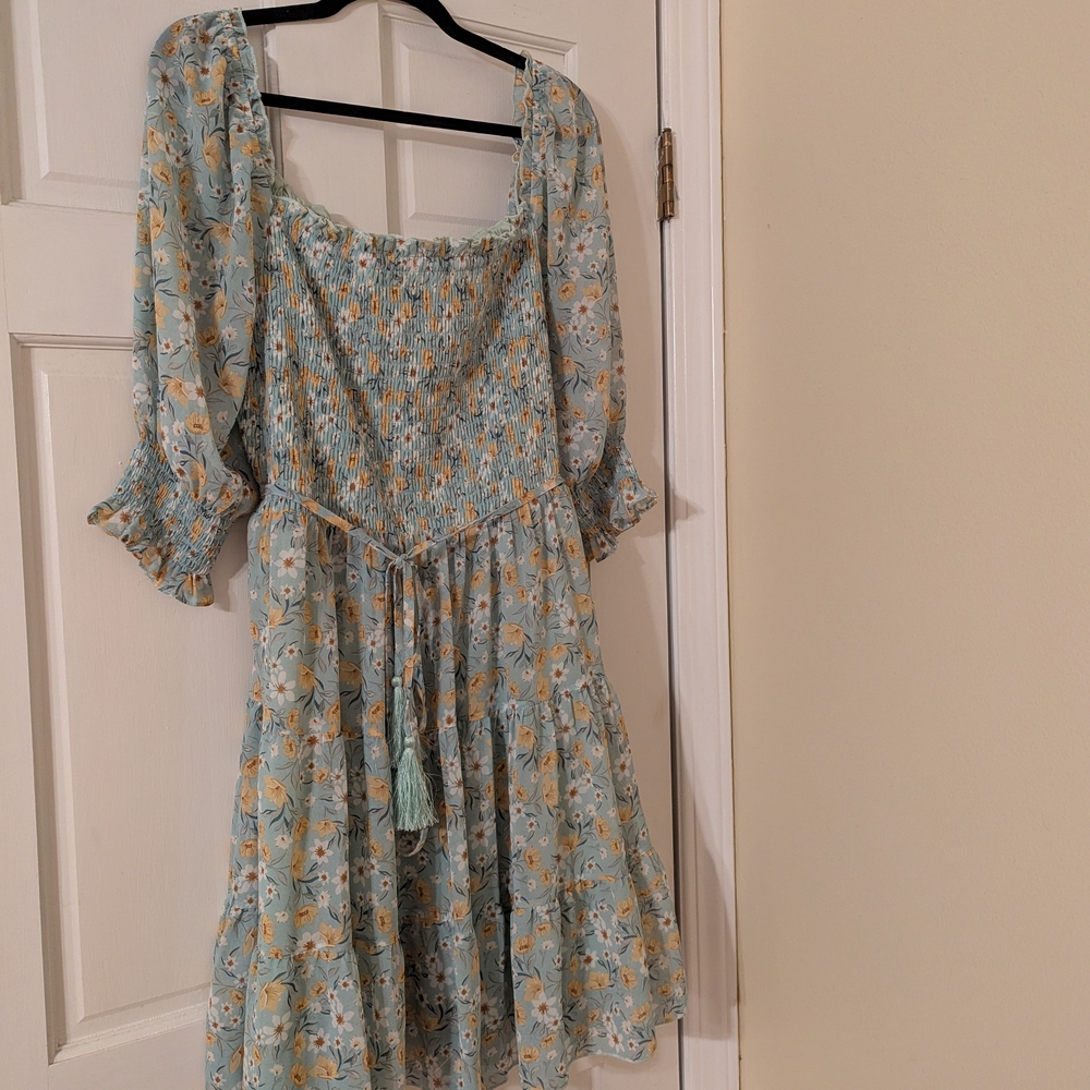 Baltic Born Light Blue Floral Midi Dress
